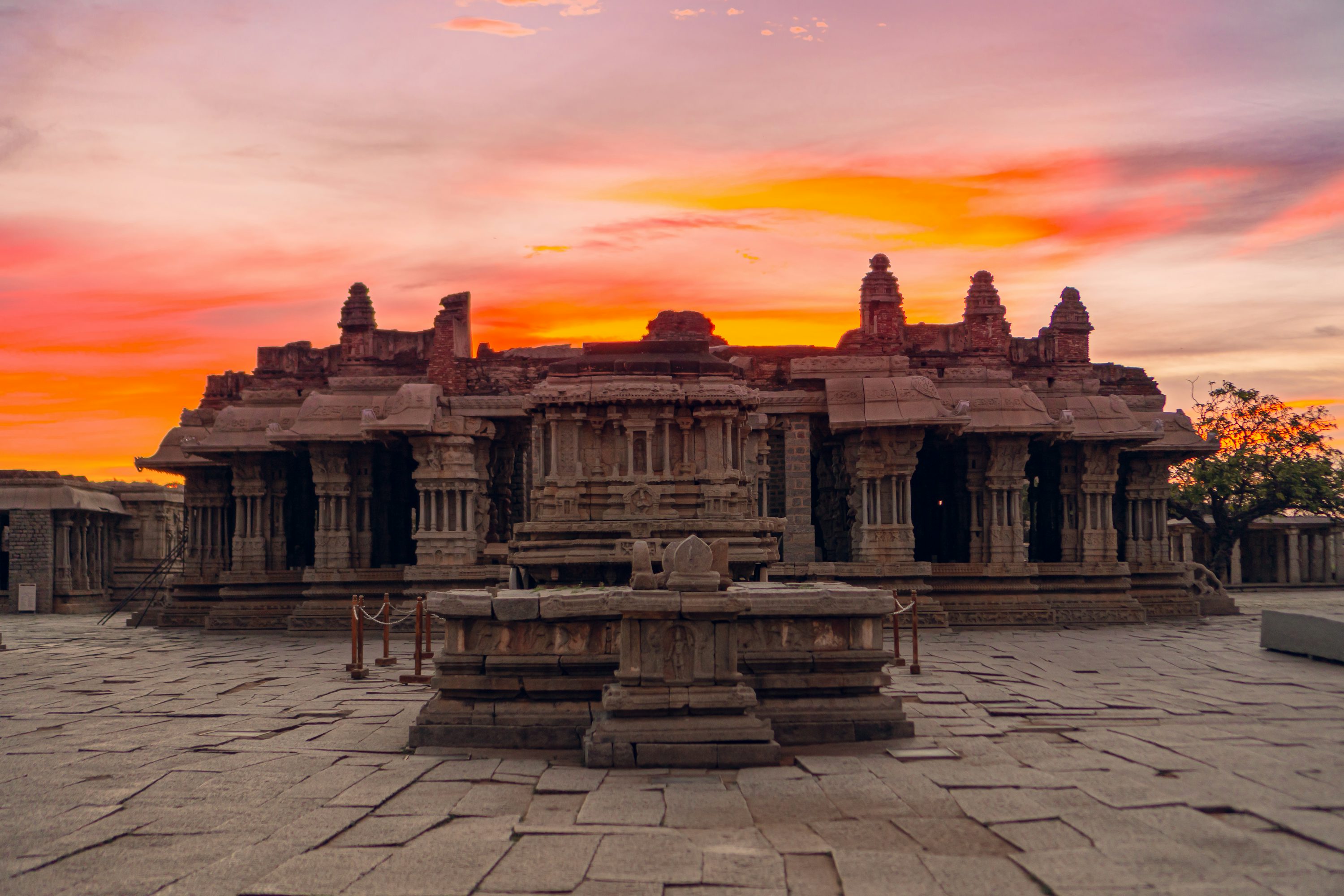 Tranquil Escape: Sunset by the Temple Lake